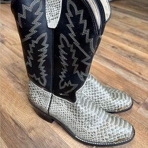 Texas Brand Embossed Leather Boots Snakeskin Cowboy Boots